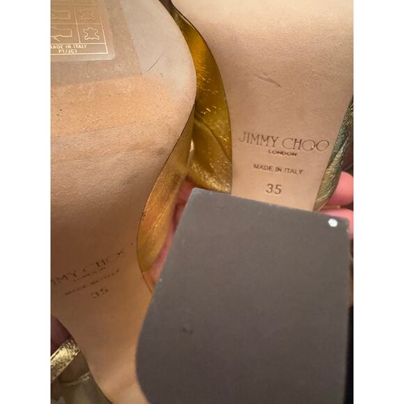 JIMMY CHOO Gold Metallic Nappa Leather Platform Sandals IT 35 ( US 5) - Picture 5 of 16